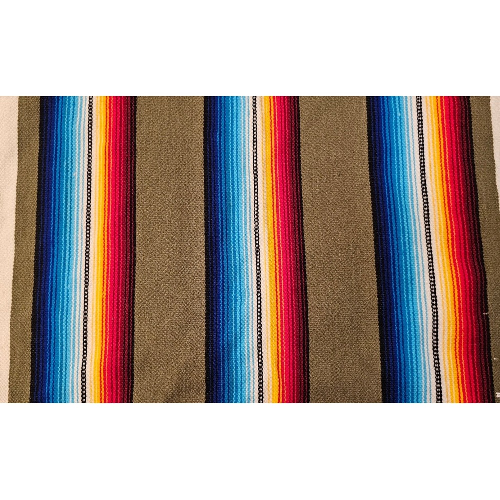El Paso Saddleblanket Co Serape Stripe Woven Placemats Red Blue Olive 14x18 Set6 - Picture 5 of 8